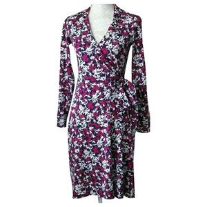 Diane Von Furstenberg New Jeanne Two Midi Wrap Tulip Garden Floral Dress Sz 4